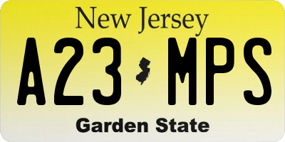 NJ license plate A23MPS