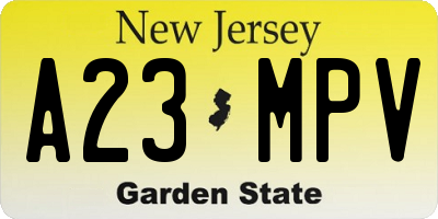 NJ license plate A23MPV