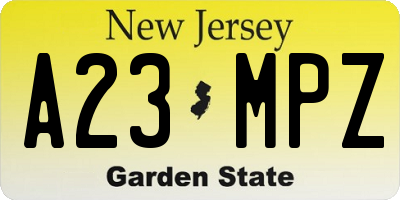 NJ license plate A23MPZ