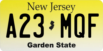 NJ license plate A23MQF