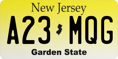 NJ license plate A23MQG