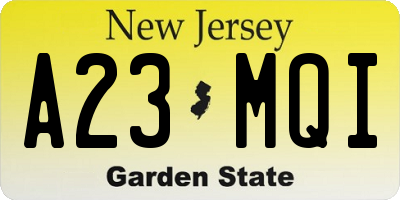 NJ license plate A23MQI