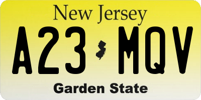 NJ license plate A23MQV