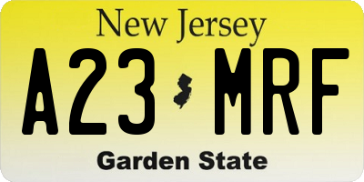 NJ license plate A23MRF