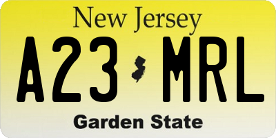 NJ license plate A23MRL
