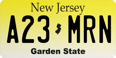 NJ license plate A23MRN