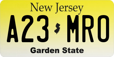 NJ license plate A23MRO