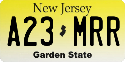 NJ license plate A23MRR