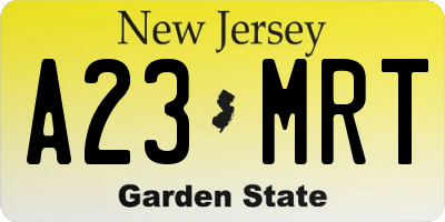 NJ license plate A23MRT