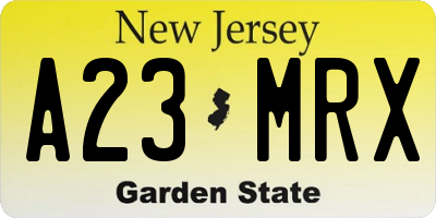NJ license plate A23MRX