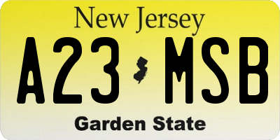 NJ license plate A23MSB