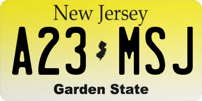 NJ license plate A23MSJ
