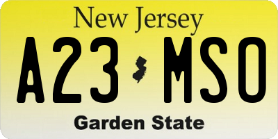 NJ license plate A23MSO