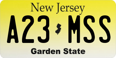 NJ license plate A23MSS