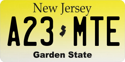 NJ license plate A23MTE