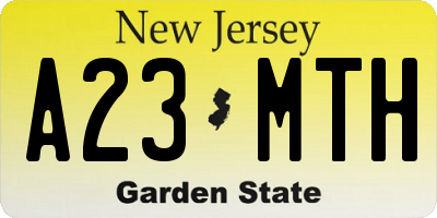 NJ license plate A23MTH