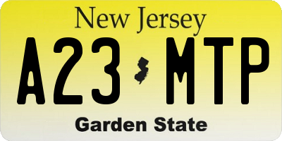 NJ license plate A23MTP