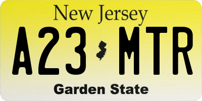 NJ license plate A23MTR