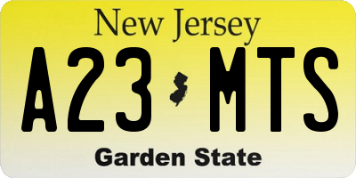 NJ license plate A23MTS