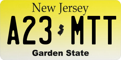 NJ license plate A23MTT