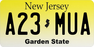 NJ license plate A23MUA
