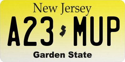 NJ license plate A23MUP