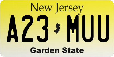 NJ license plate A23MUU