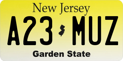 NJ license plate A23MUZ
