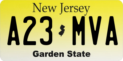 NJ license plate A23MVA