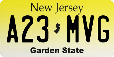 NJ license plate A23MVG