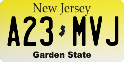 NJ license plate A23MVJ