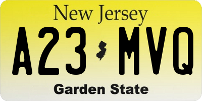 NJ license plate A23MVQ