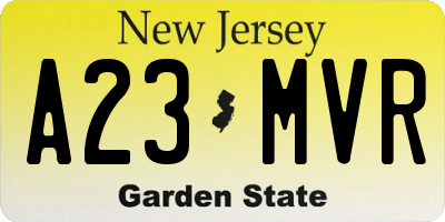NJ license plate A23MVR