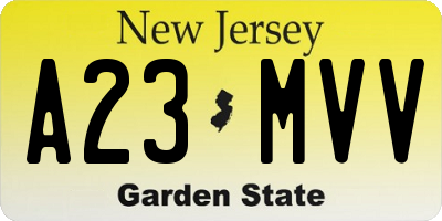 NJ license plate A23MVV