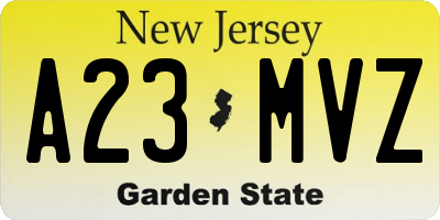 NJ license plate A23MVZ