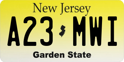 NJ license plate A23MWI