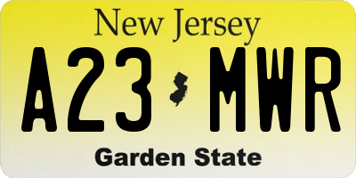 NJ license plate A23MWR