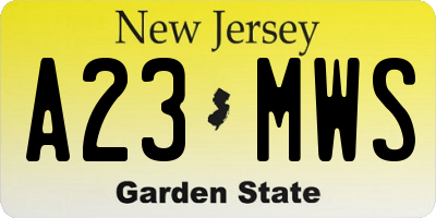 NJ license plate A23MWS