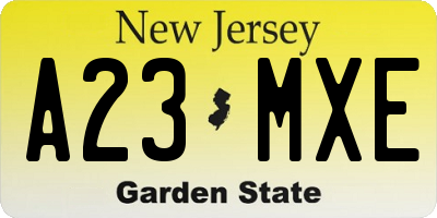 NJ license plate A23MXE