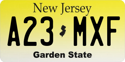 NJ license plate A23MXF