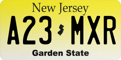 NJ license plate A23MXR