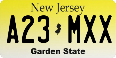 NJ license plate A23MXX