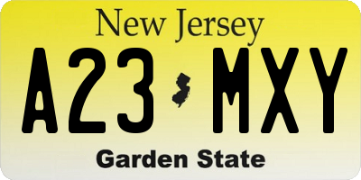 NJ license plate A23MXY