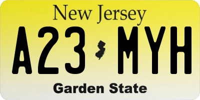 NJ license plate A23MYH