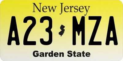 NJ license plate A23MZA