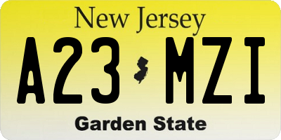 NJ license plate A23MZI