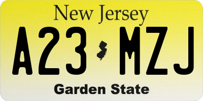 NJ license plate A23MZJ