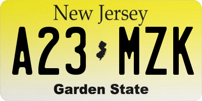 NJ license plate A23MZK