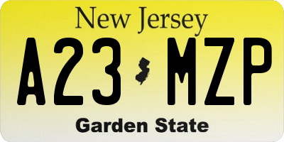 NJ license plate A23MZP