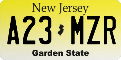NJ license plate A23MZR